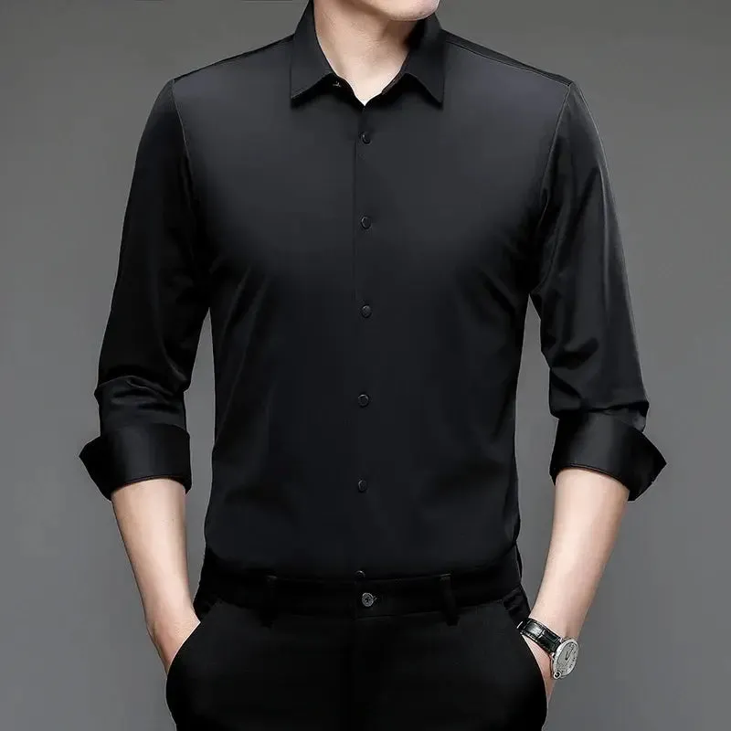 High Quality Stretch Anti-Wrinkle Men's Shirts Long Sleeve Dress