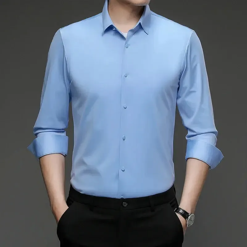 High Quality Stretch Anti-Wrinkle Men's Shirts Long Sleeve Dress