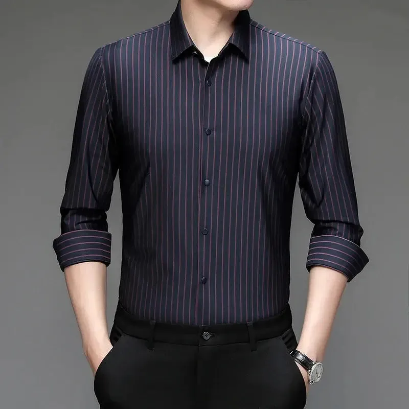 High Quality Stretch Anti-Wrinkle Men's Shirts Long Sleeve Dress