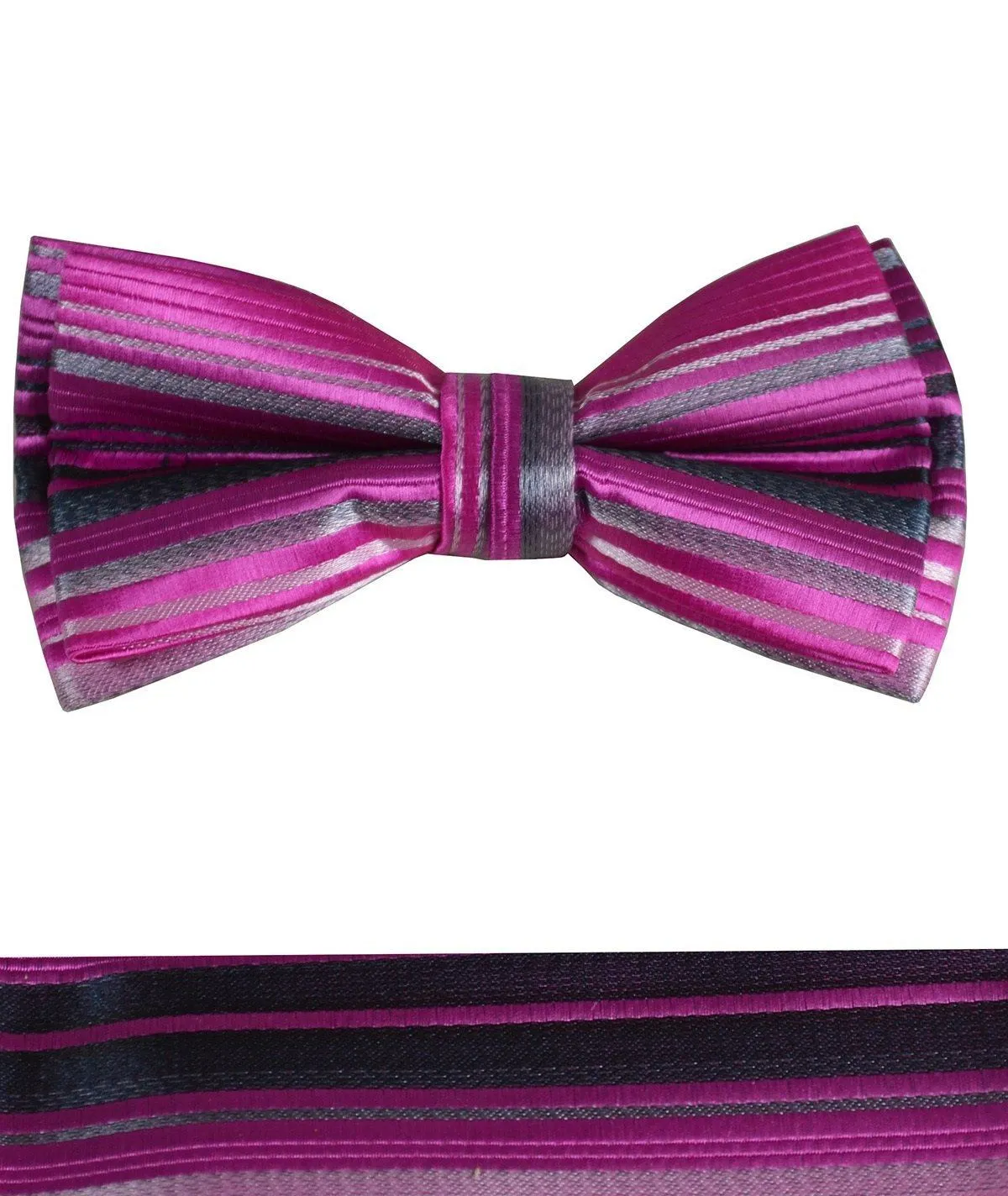 Hot Pink Boys Bow Tie and Pocket Square Set, Pre-tied
