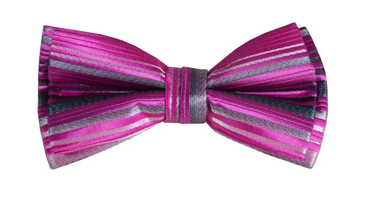 Hot Pink Boys Bow Tie and Pocket Square Set, Pre-tied