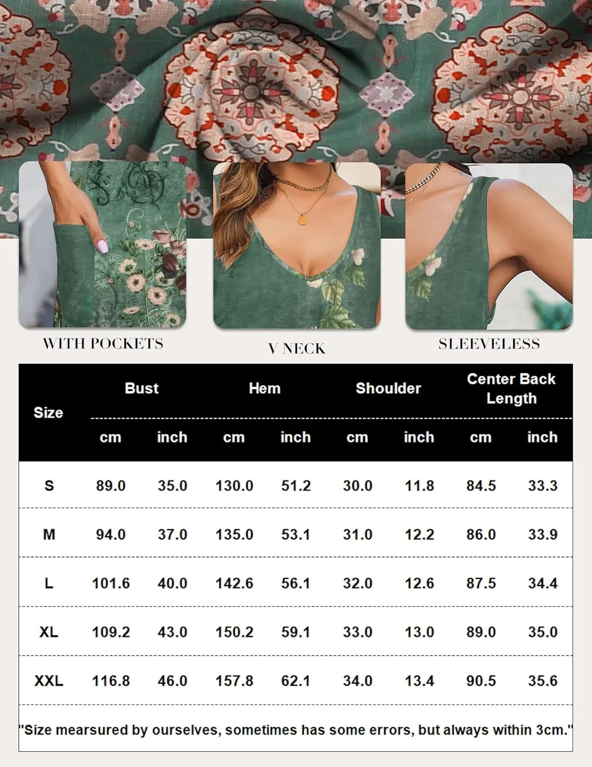 HOTOUCH Women's Casual Sundress with Pockets Summer Beach Dress Floral T-Shirts Dress V Neck Loose Tank Dresses