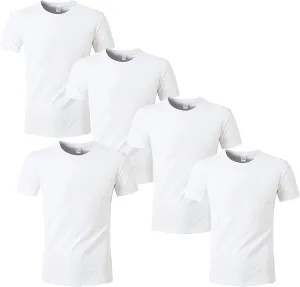 HTVRONT Polyester Sublimation T-Shirts 5 Pack- White Blank Crew Neck Short Sleeve T-Shirt Suitable for Sublimation