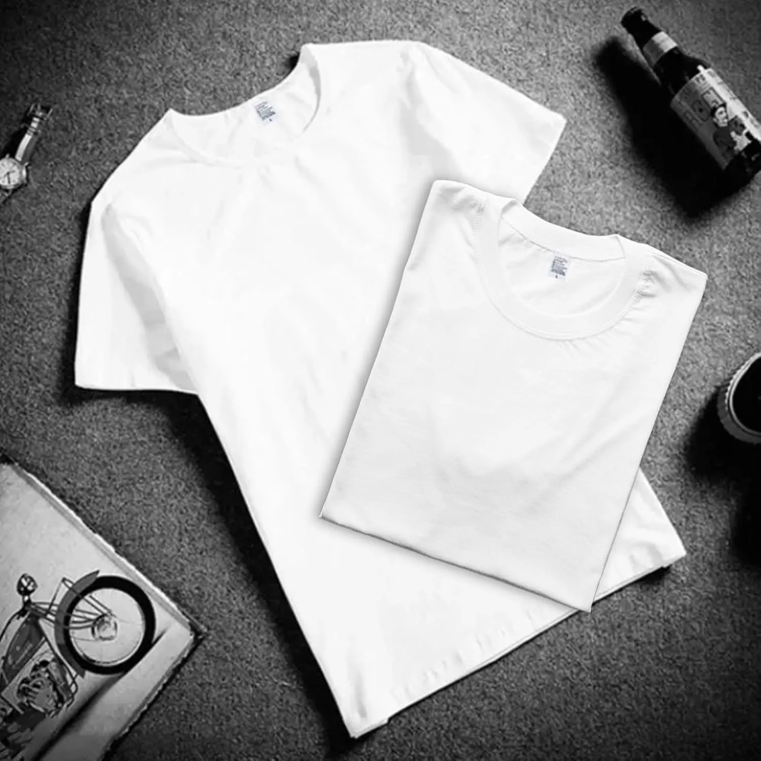 HTVRONT Polyester Sublimation T-Shirts 5 Pack- White Blank Crew Neck Short Sleeve T-Shirt Suitable for Sublimation