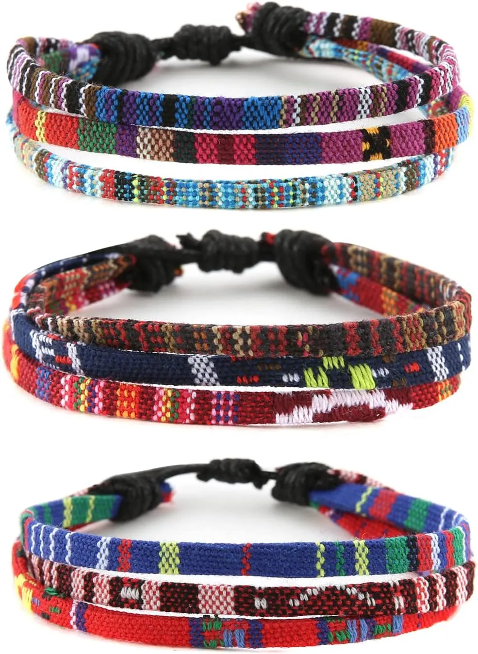 HZMAN Mix 6 Wrap Bracelets Men Women, Hemp Cords Ethnic Tribal Bracelets Wristbands (Mix 6 Wrap)