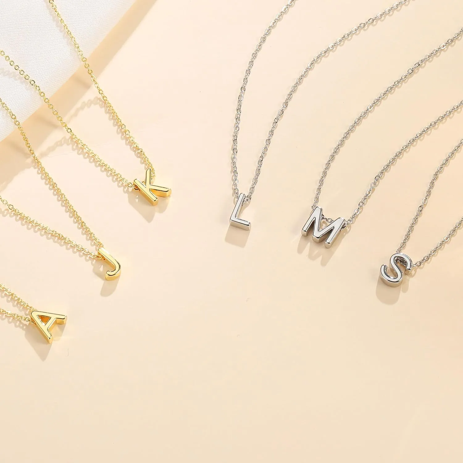 IEFWELL Dainty Initial Necklaces for Women Girls - 14K Gold White Gold Plated Letter A-Z Necklace Simple Choker Chain Necklaces, Layered Gold Jewelry for Women Teen Girls Gifts