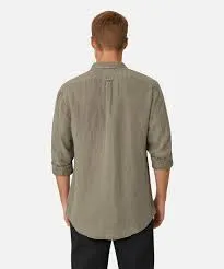 Industrie The Tennyson L/S Linen Shirt - OD Dark Forest