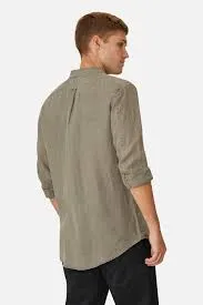 Industrie The Tennyson L/S Linen Shirt - OD Dark Forest