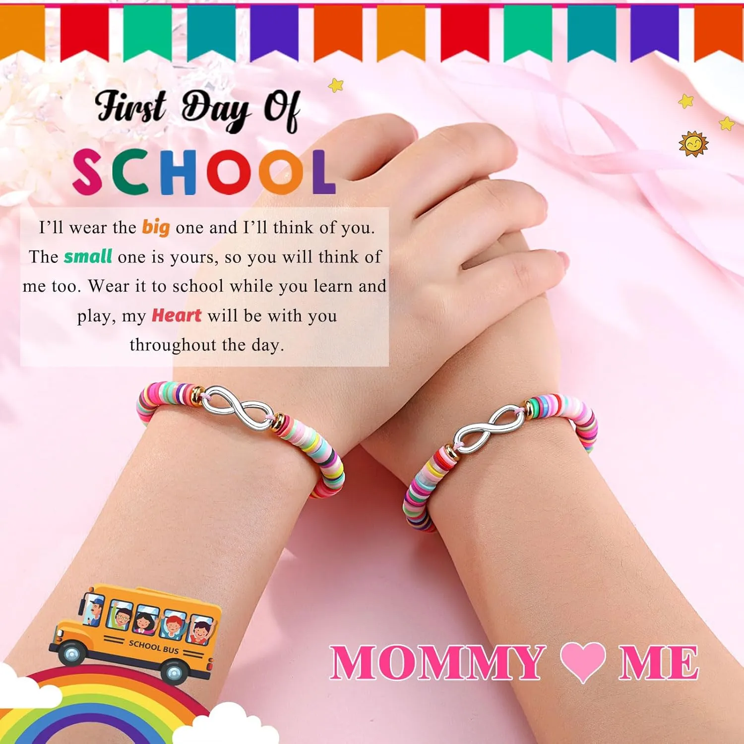 Infinite Love Back to School Bracelet Mommy and Me Mom and Daughter Kindergarten Pre K Gifts