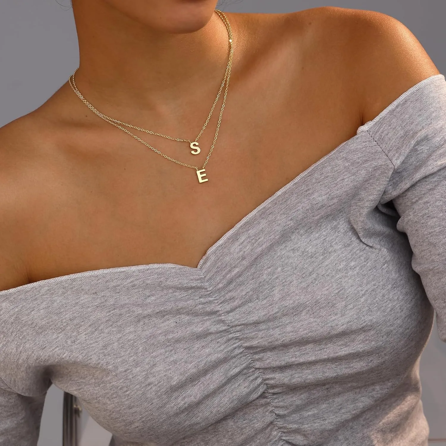 Initial Necklaces for Women, 14k Gold Plated Dainty Gold Letter Necklace Tiny Initial Pendant Necklace Cute Letter Name Choker Necklaces for Women Simple Gold Jewelry for Women Gifts