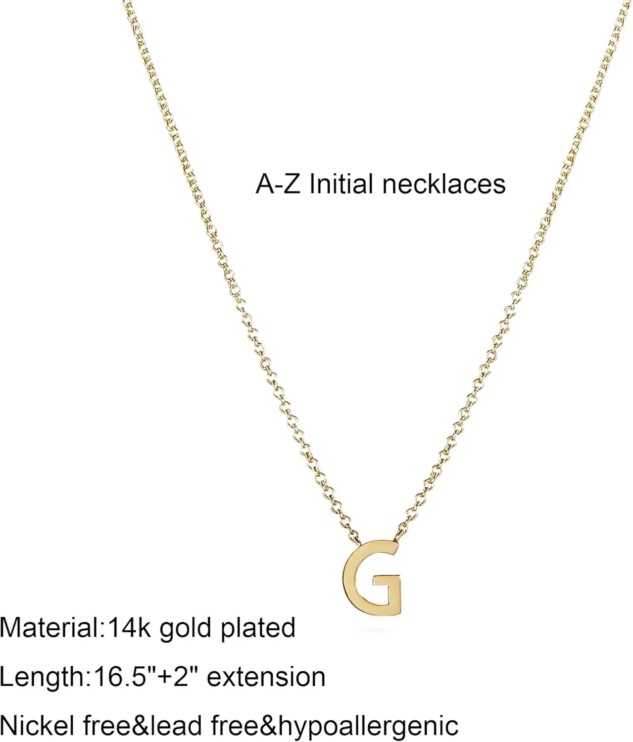 Initial Necklaces for Women, 14k Gold Plated Dainty Gold Letter Necklace Tiny Initial Pendant Necklace Cute Letter Name Choker Necklaces for Women Simple Gold Jewelry for Women Gifts