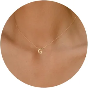 Initial Necklaces for Women, 14k Gold Plated Dainty Gold Letter Necklace Tiny Initial Pendant Necklace Cute Letter Name Choker Necklaces for Women Simple Gold Jewelry for Women Gifts