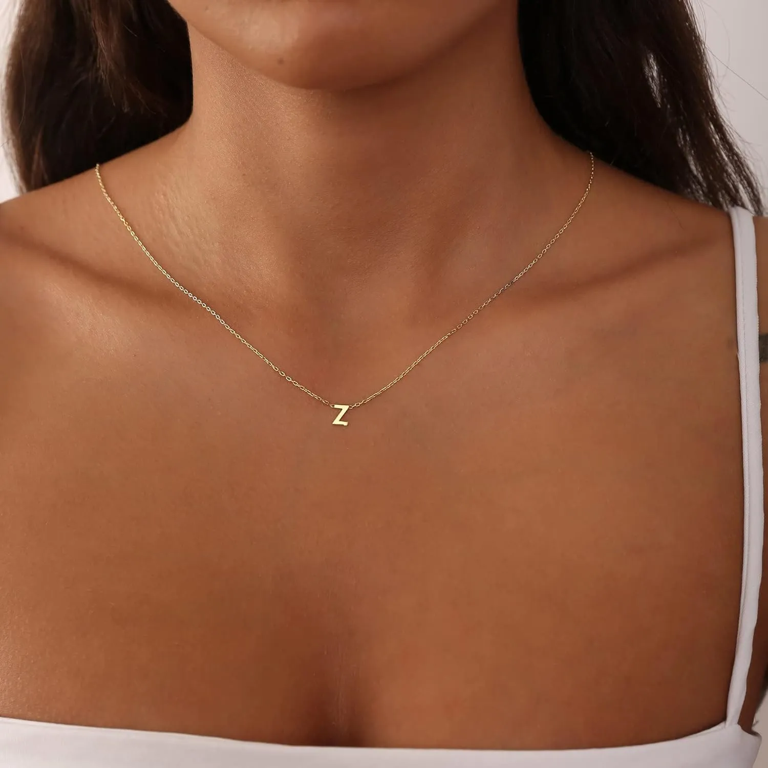 Initial Necklaces for Women, 14k Gold Plated Dainty Gold Letter Necklace Tiny Initial Pendant Necklace Cute Letter Name Choker Necklaces for Women Simple Gold Jewelry for Women Gifts