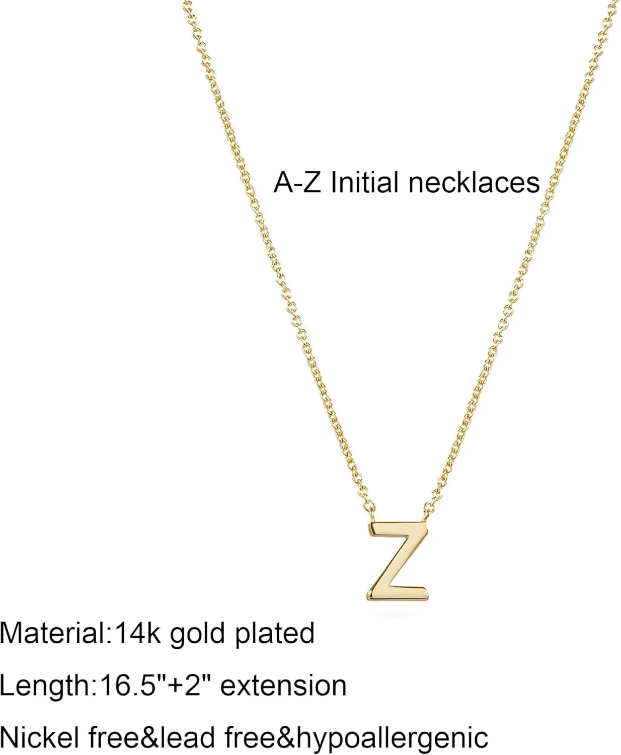 Initial Necklaces for Women, 14k Gold Plated Dainty Gold Letter Necklace Tiny Initial Pendant Necklace Cute Letter Name Choker Necklaces for Women Simple Gold Jewelry for Women Gifts