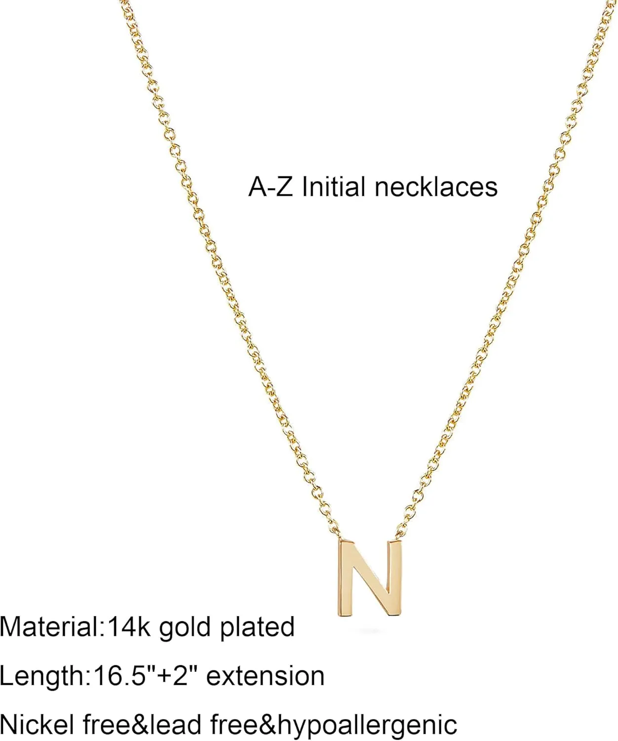Initial Necklaces for Women, 14k Gold Plated Dainty Gold Letter Necklace Tiny Initial Pendant Necklace Cute Letter Name Choker Necklaces for Women Simple Gold Jewelry for Women Gifts