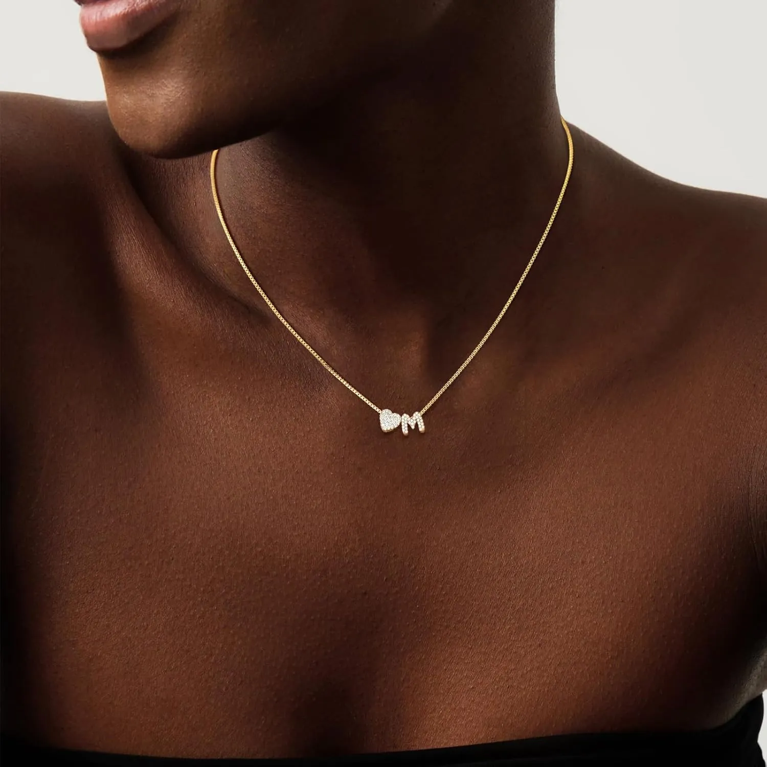 Initial Necklaces for Women,14K Gold Plated Dainty CZ Heart & A-Z Letter Charm Gold Necklace for Women Trendy Personalized Name Necklaces Gold Jewelry Birthday Gifts for Her