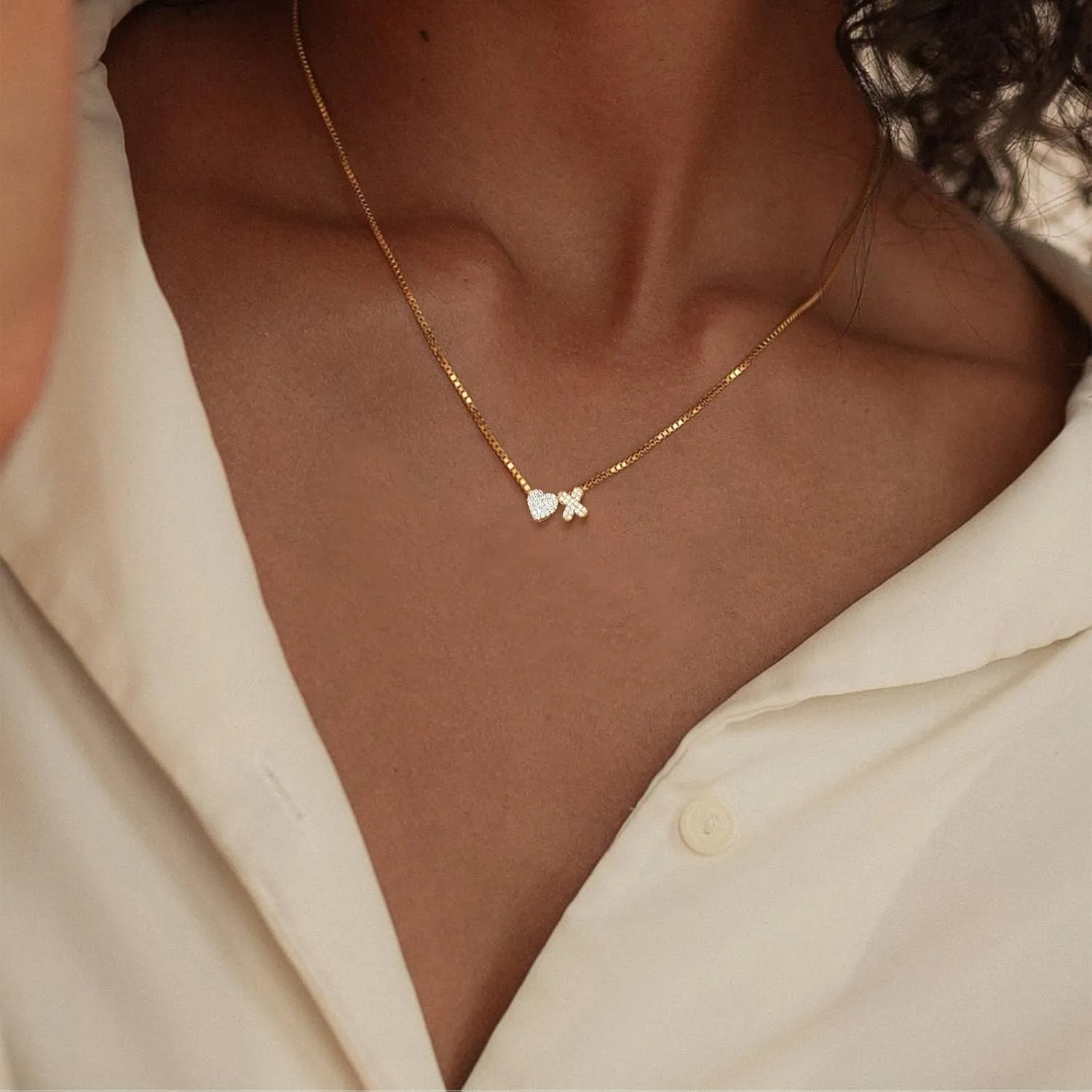 Initial Necklaces for Women,14K Gold Plated Dainty CZ Heart & A-Z Letter Charm Gold Necklace for Women Trendy Personalized Name Necklaces Gold Jewelry Birthday Gifts for Her