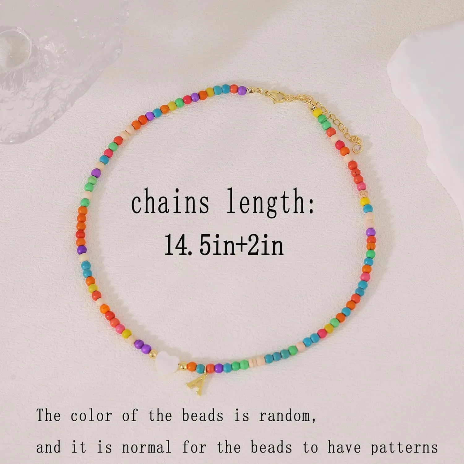 Initial Necklaces for Women,Cute Letter Necklace Gold Plated Summer Beaded Choker Necklaces for Women Trendy Preppy Custom Name Necklace Boho Initial Charm Necklace Dainty Gold Jewelry Gifts