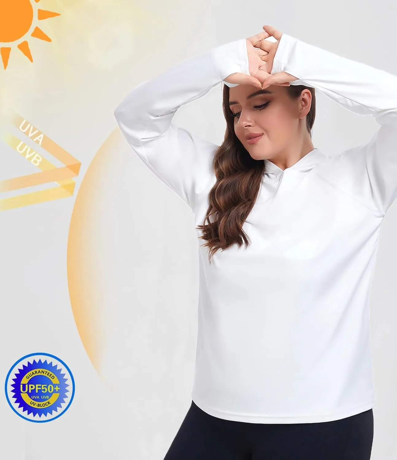 Inno UPF 50  Plus Size Workout Shirt for Women Long Sleeves Moisture Wicking Tshirt Running Hiking Sports Tops