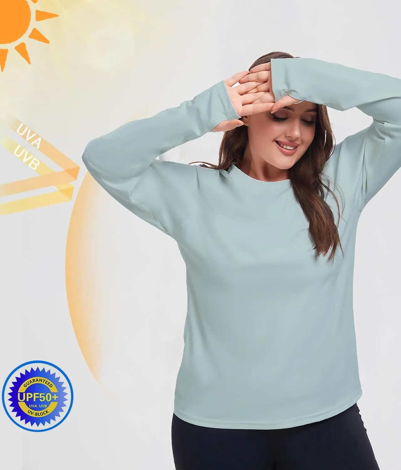 Inno UPF 50  Plus Size Workout Shirt for Women Long Sleeves Moisture Wicking Tshirt Running Hiking Sports Tops