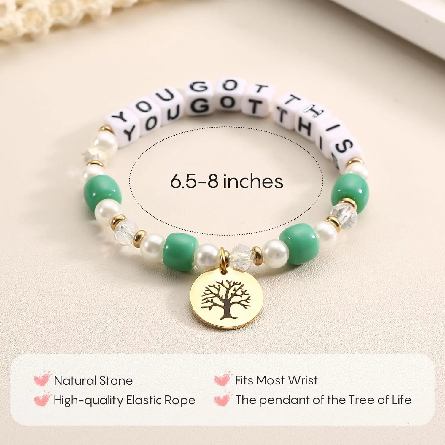 Inspirational Bracelets for Women Handcrafted Beaded Stretch Bracelet Uniquely Designed Motivational Bracelets With Gift Boxes and Greeting Cards