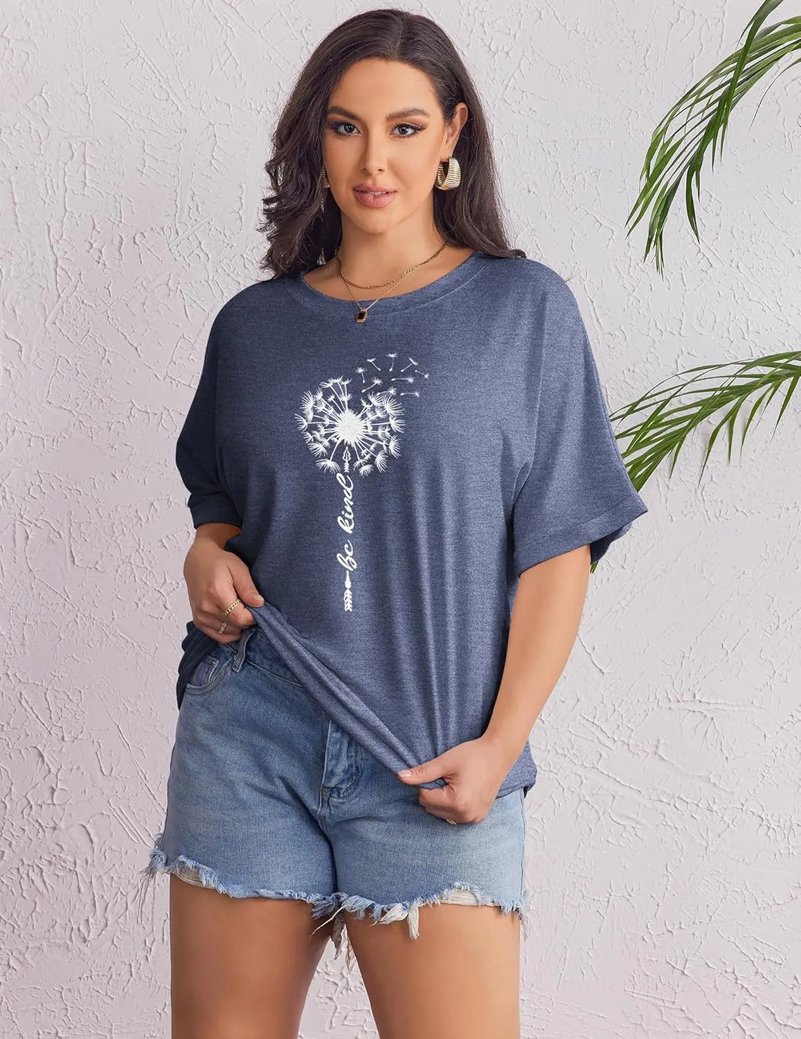 IN'VOLAND Women's Plus Size T Shirts Oversized Tees Summer Half Sleeve Crew Neck Whiskey Graphic Tunic Tops Basic Top