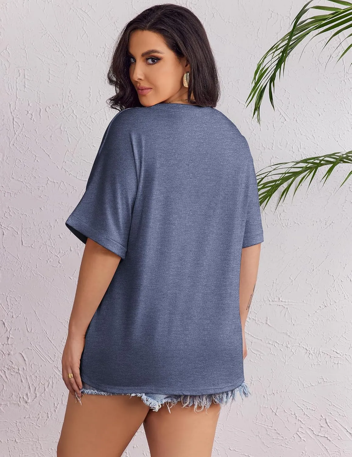 IN'VOLAND Women's Plus Size T Shirts Oversized Tees Summer Half Sleeve Crew Neck Whiskey Graphic Tunic Tops Basic Top