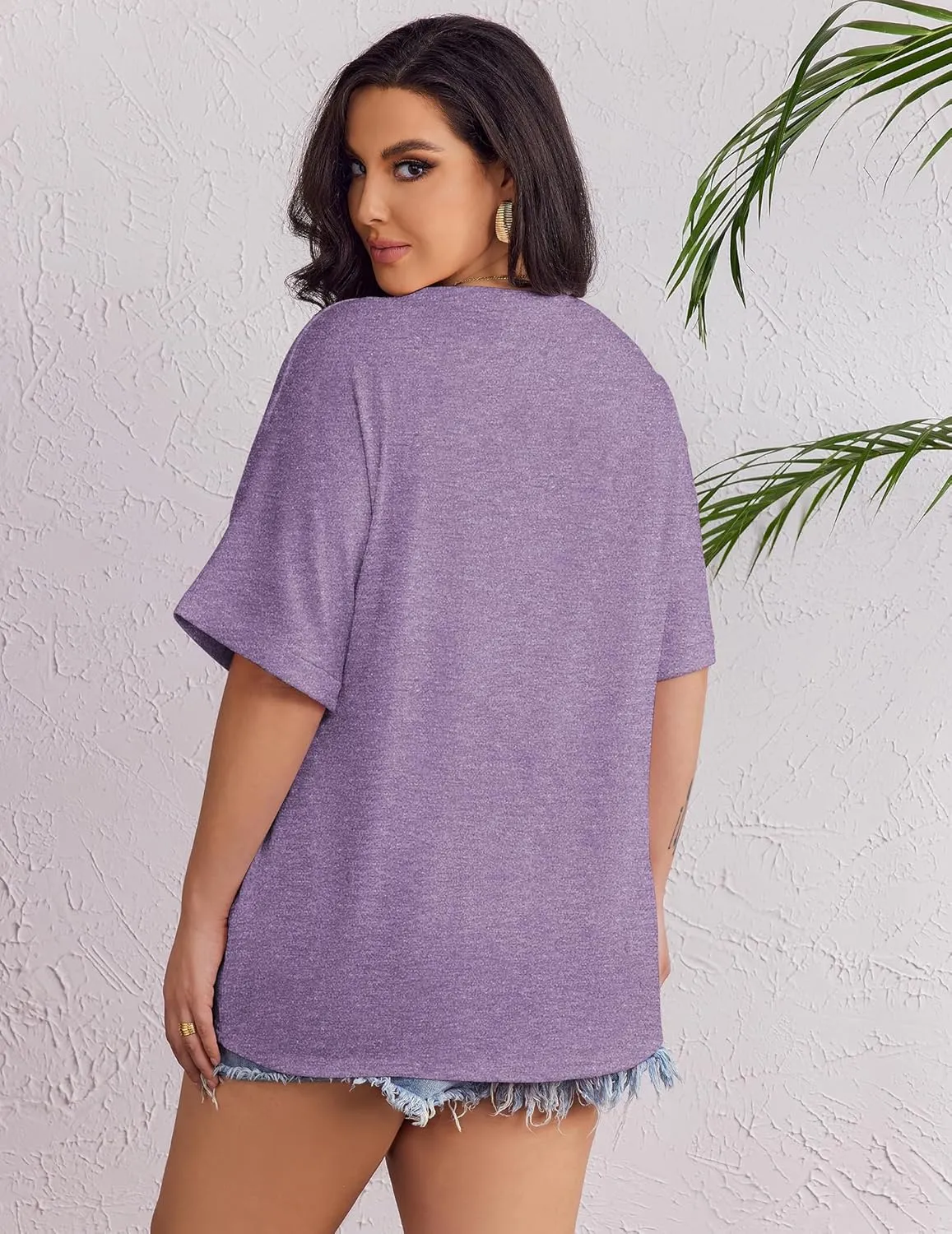 IN'VOLAND Women's Plus Size T Shirts Oversized Tees Summer Half Sleeve Crew Neck Whiskey Graphic Tunic Tops Basic Top