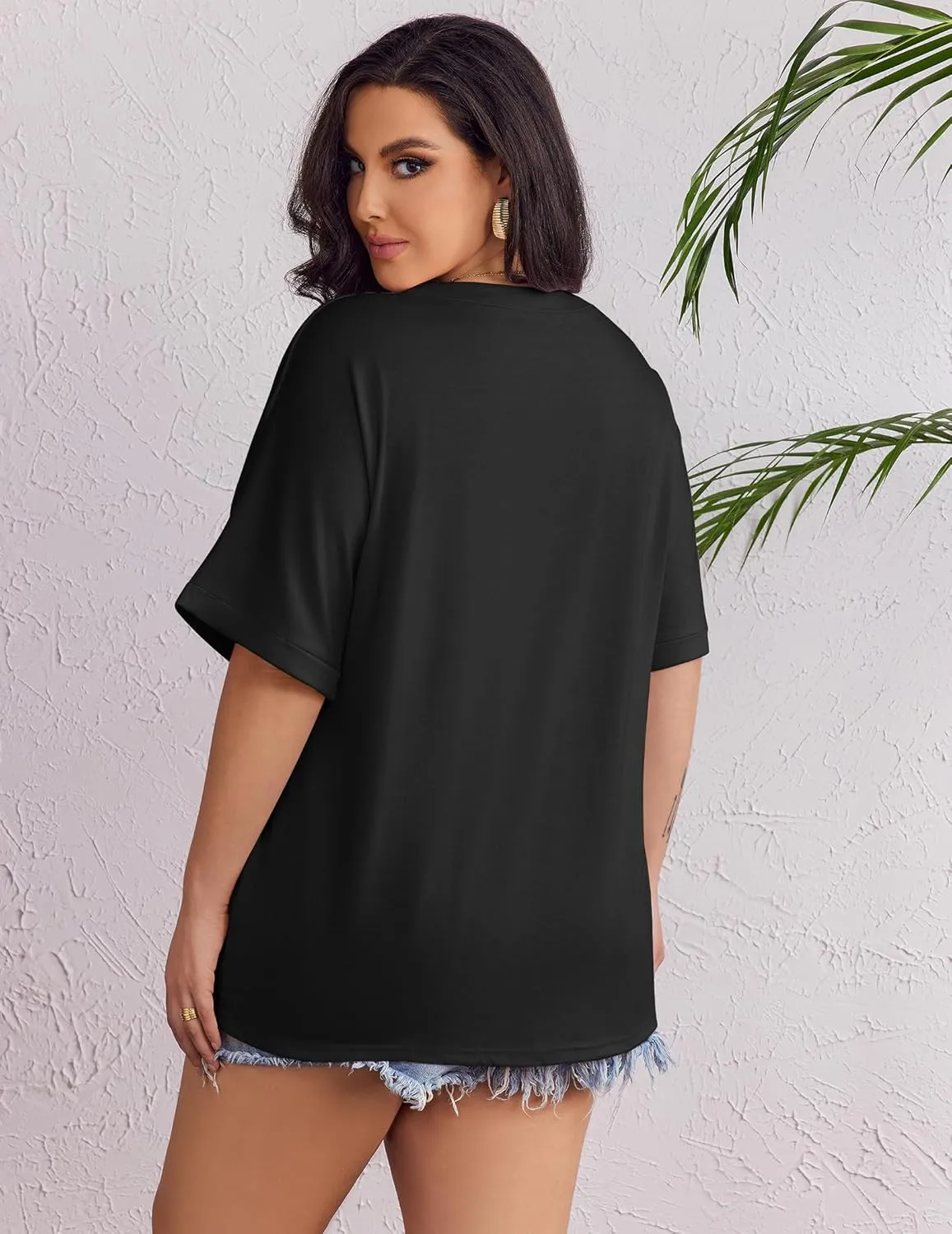 IN'VOLAND Women's Plus Size T Shirts Oversized Tees Summer Half Sleeve Crew Neck Whiskey Graphic Tunic Tops Basic Top