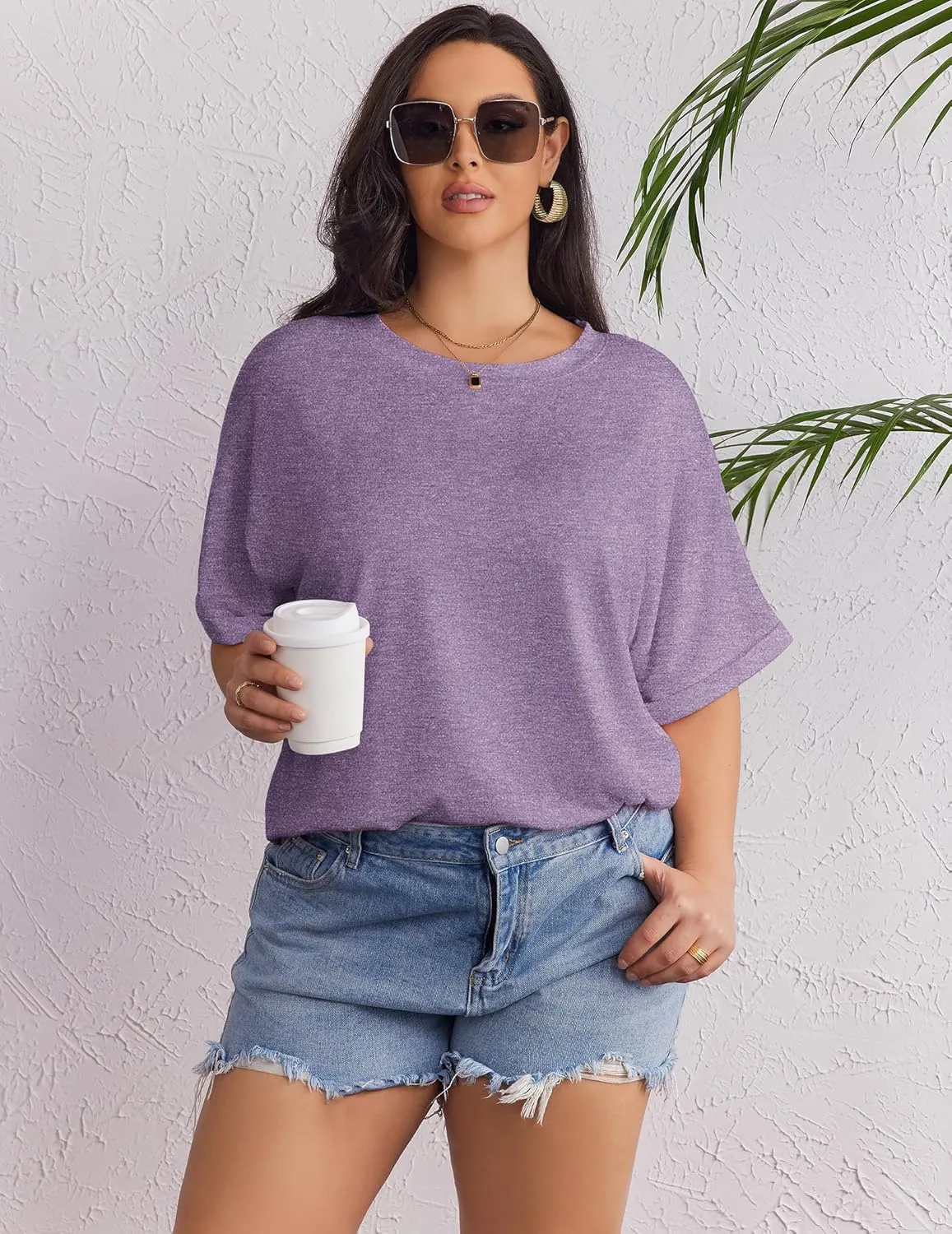 IN'VOLAND Women's Plus Size T Shirts Oversized Tees Summer Half Sleeve Crew Neck Whiskey Graphic Tunic Tops Basic Top