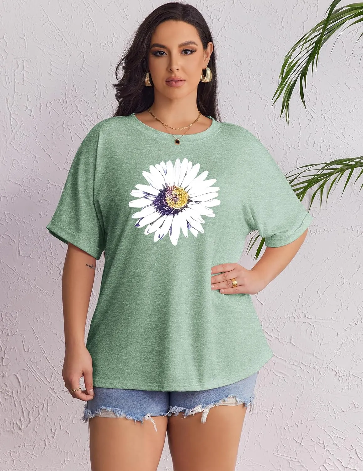 IN'VOLAND Women's Plus Size T Shirts Oversized Tees Summer Half Sleeve Crew Neck Whiskey Graphic Tunic Tops Basic Top
