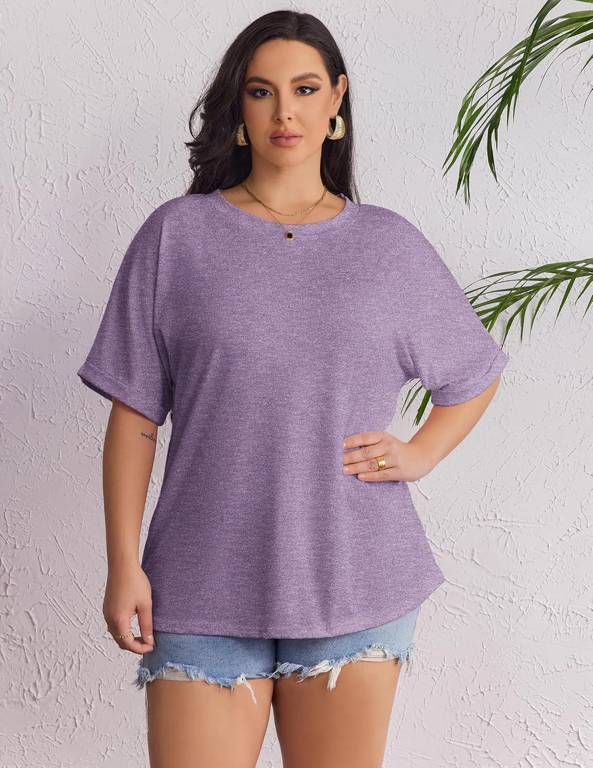IN'VOLAND Women's Plus Size T Shirts Oversized Tees Summer Half Sleeve Crew Neck Whiskey Graphic Tunic Tops Basic Top
