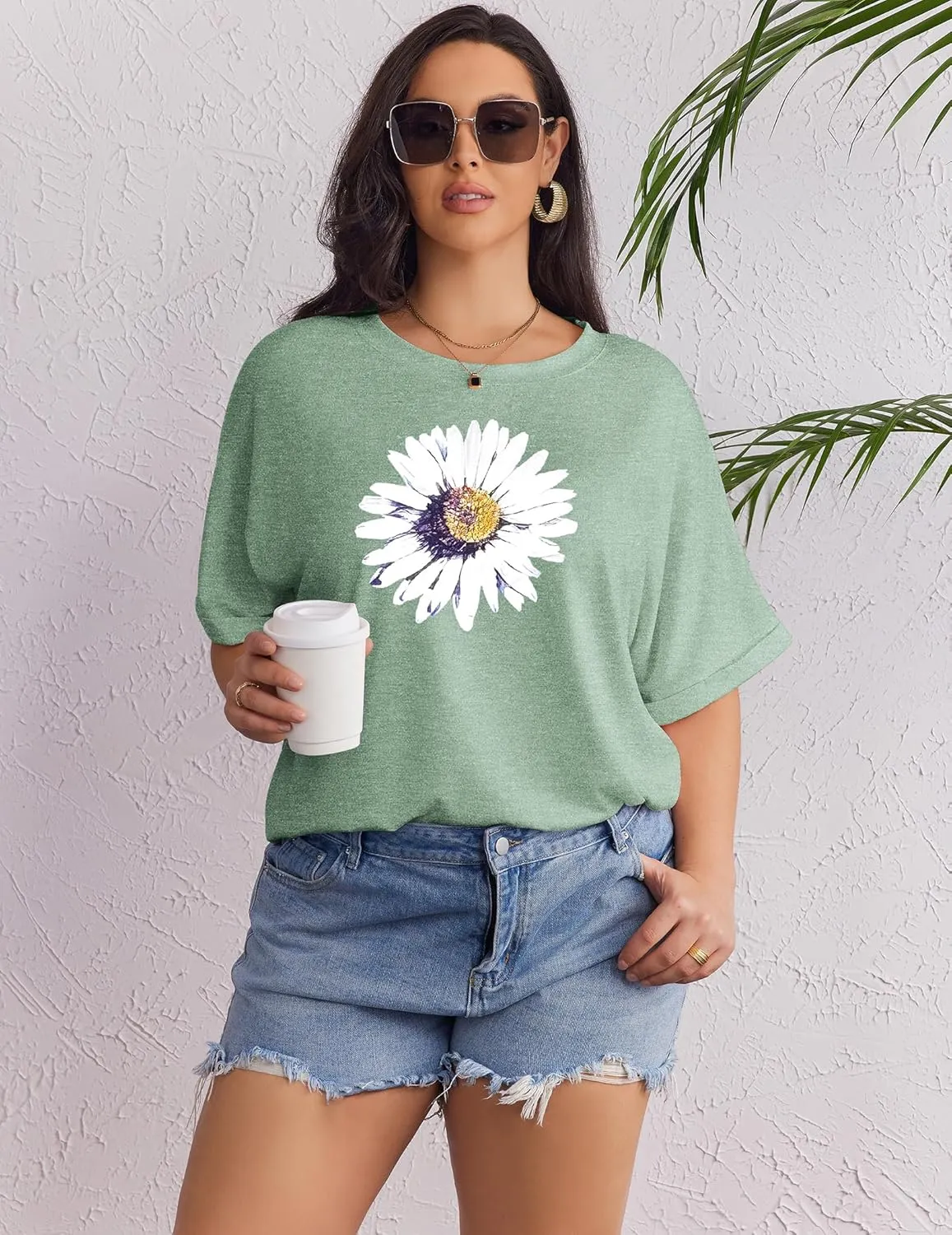 IN'VOLAND Women's Plus Size T Shirts Oversized Tees Summer Half Sleeve Crew Neck Whiskey Graphic Tunic Tops Basic Top