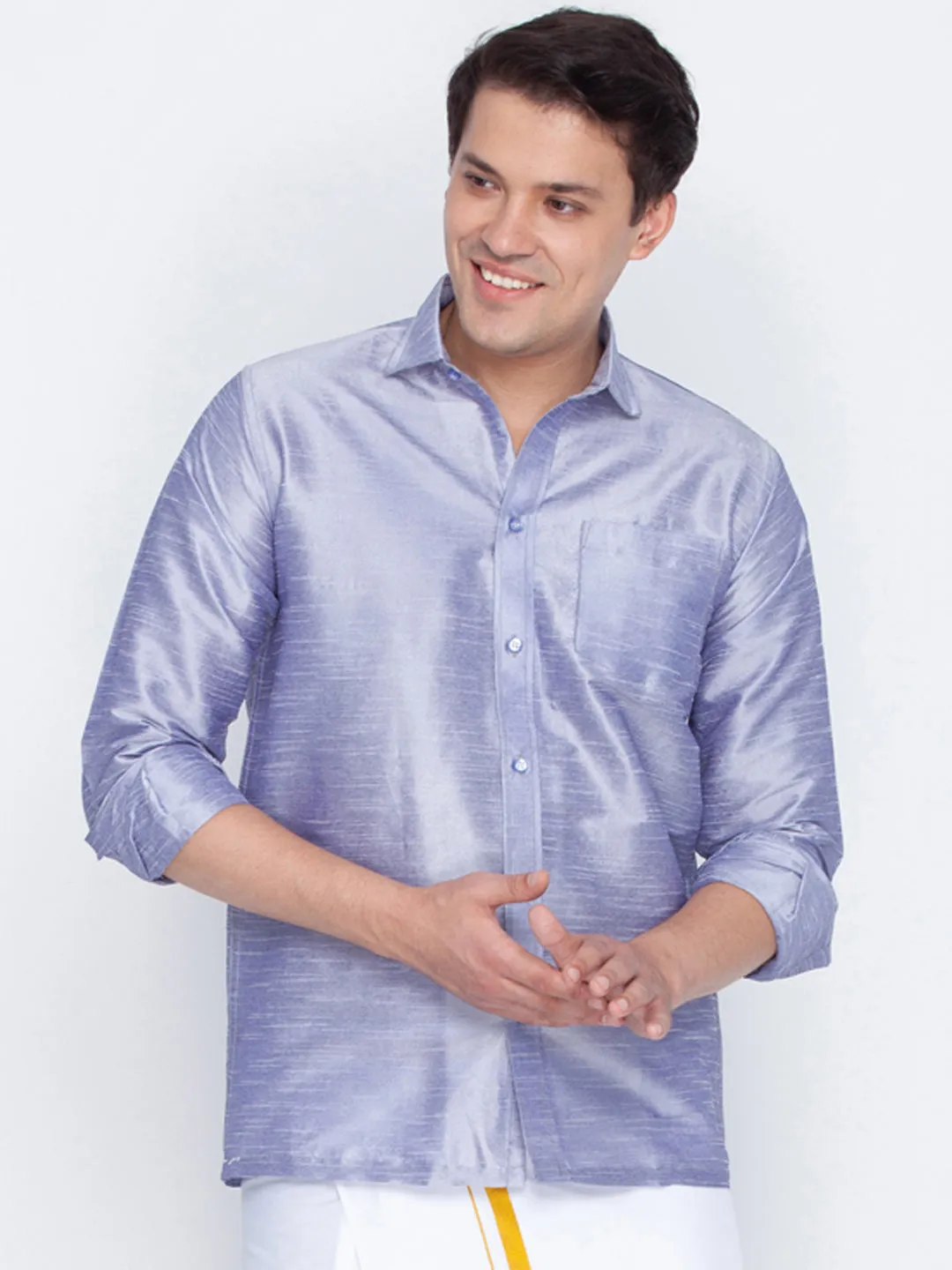 Jashvi Silk Blend Lavender Baap Beta Shirt