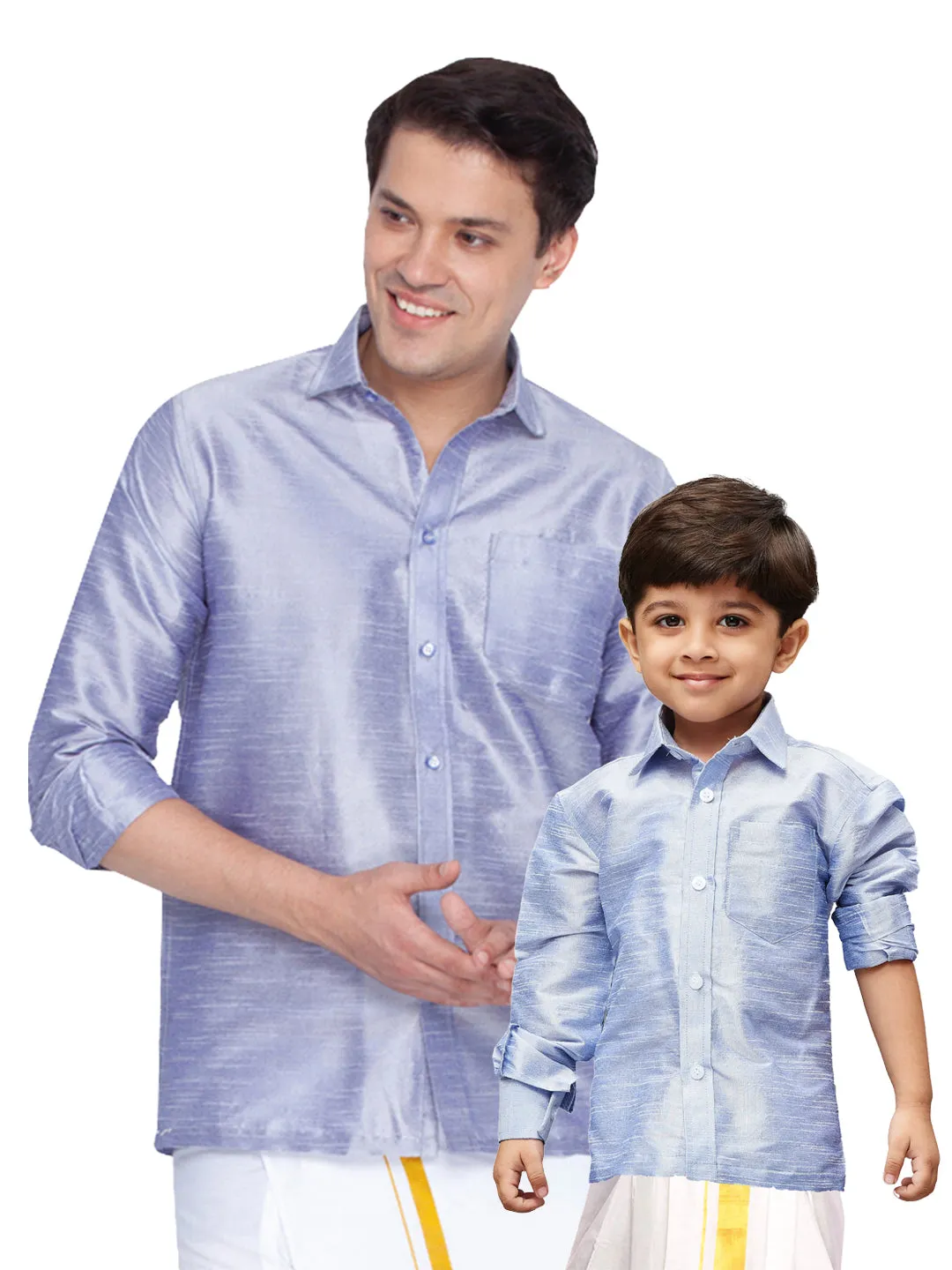 Jashvi Silk Blend Lavender Baap Beta Shirt