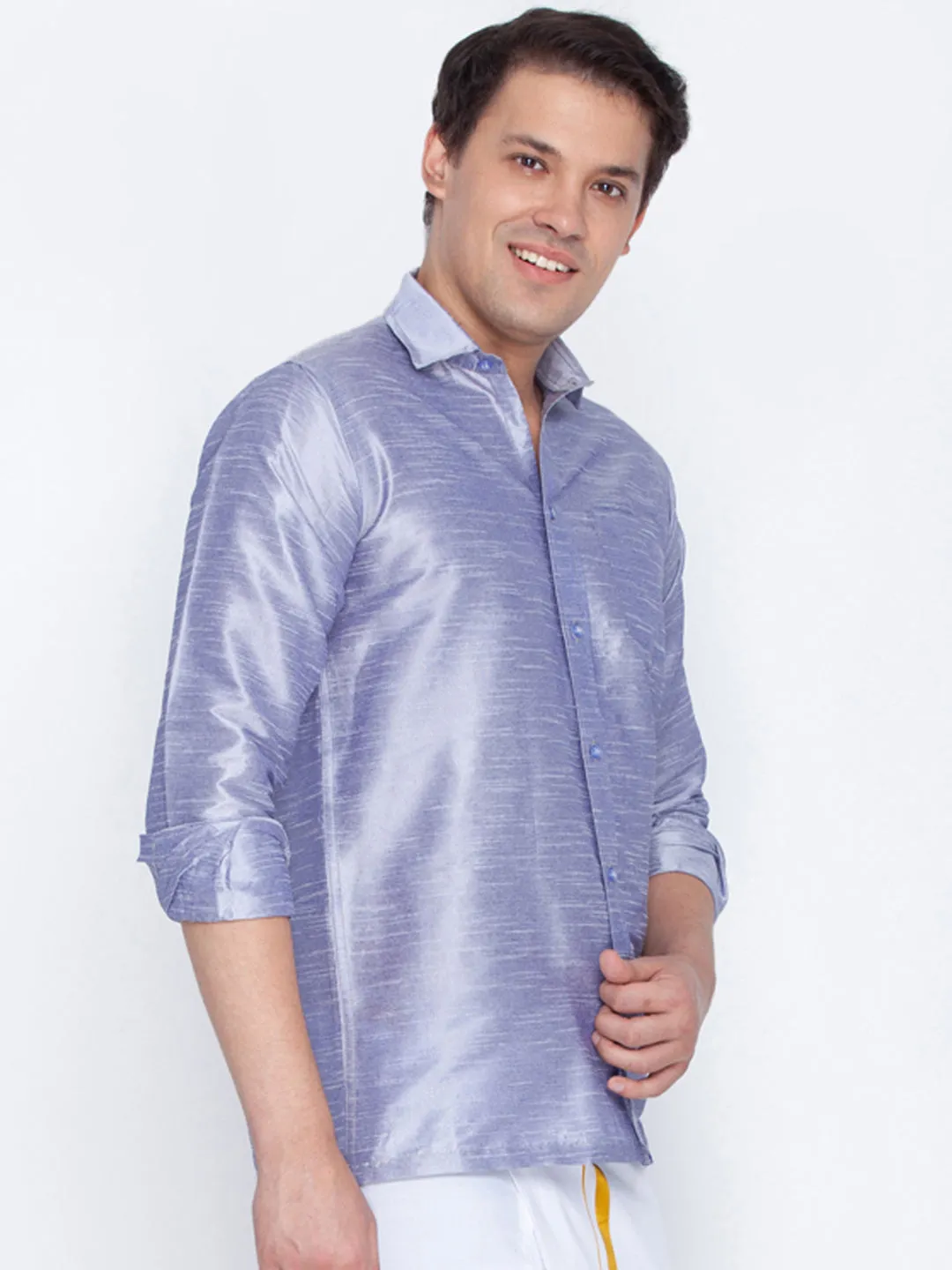 Jashvi Silk Blend Lavender Baap Beta Shirt