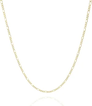 Jewelry Atelier Gold Chain Necklace Collection - 14K Solid Yellow Gold Filled Figaro Chain Necklaces for Women and Men with Different Sizes (2.8mm, 3.7mm, 4.7mm, 5.6mm)