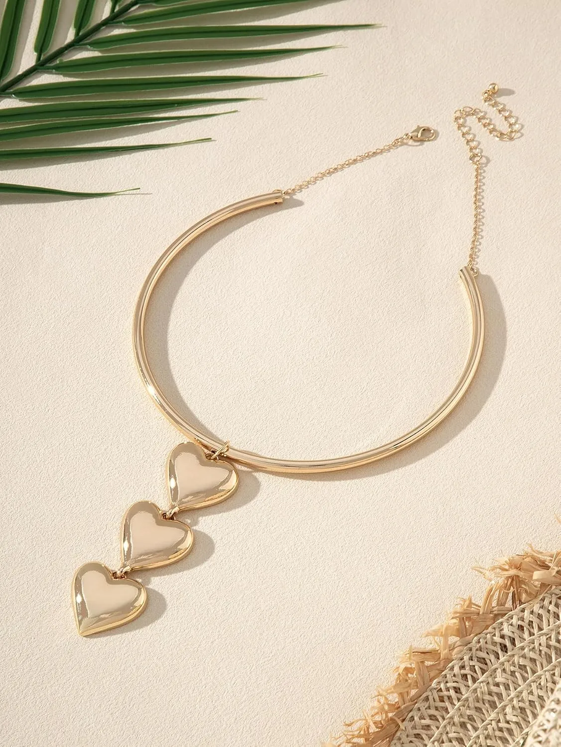 JNF Chunky Layer Heart Charm Necklace for Women Boho Heart Sun Flower Key Coins Charms Necklaces Paperclip Link Chain Necklace Y2K Statement Jewelry