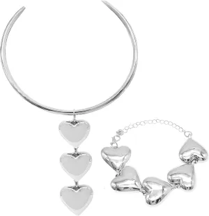 JNF Chunky Layer Heart Charm Necklace for Women Boho Heart Sun Flower Key Coins Charms Necklaces Paperclip Link Chain Necklace Y2K Statement Jewelry