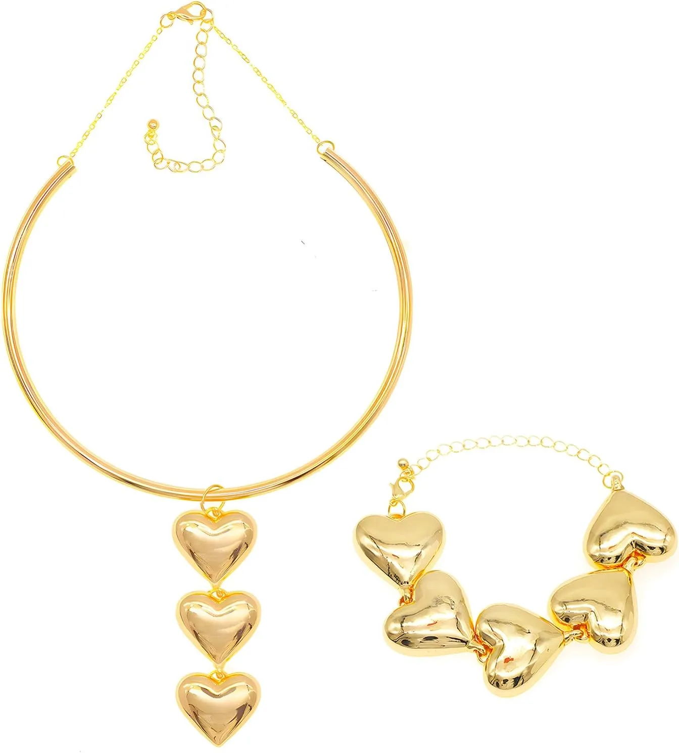 JNF Chunky Layer Heart Charm Necklace for Women Boho Heart Sun Flower Key Coins Charms Necklaces Paperclip Link Chain Necklace Y2K Statement Jewelry