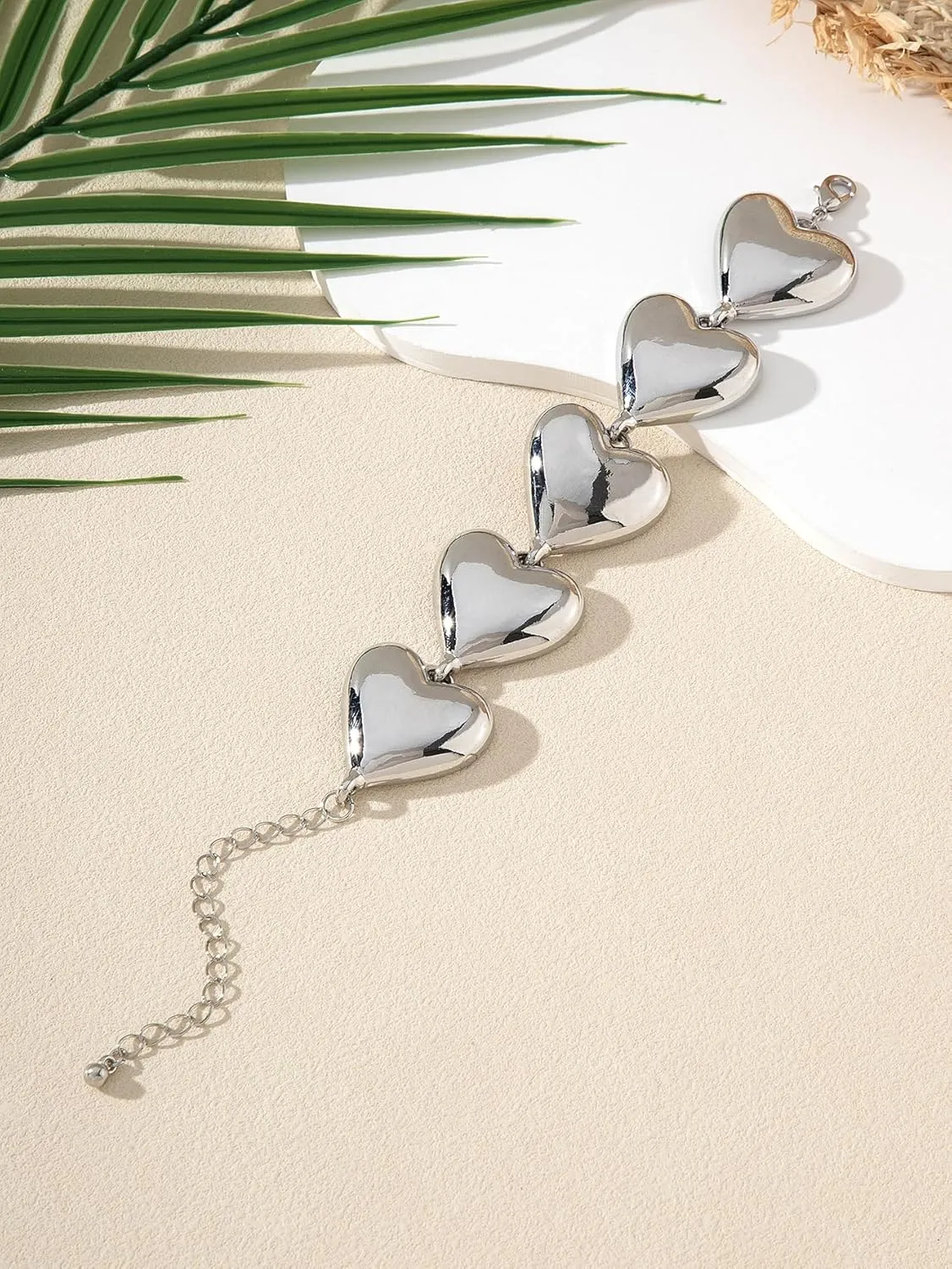 JNF Chunky Layer Heart Charm Necklace for Women Boho Heart Sun Flower Key Coins Charms Necklaces Paperclip Link Chain Necklace Y2K Statement Jewelry