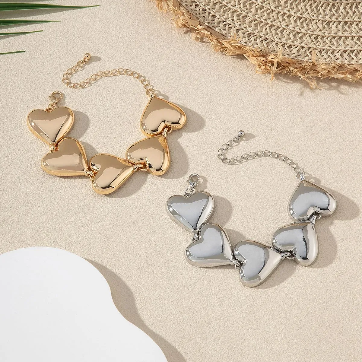 JNF Chunky Layer Heart Charm Necklace for Women Boho Heart Sun Flower Key Coins Charms Necklaces Paperclip Link Chain Necklace Y2K Statement Jewelry