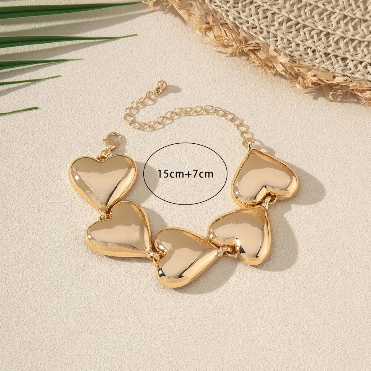 JNF Chunky Layer Heart Charm Necklace for Women Boho Heart Sun Flower Key Coins Charms Necklaces Paperclip Link Chain Necklace Y2K Statement Jewelry