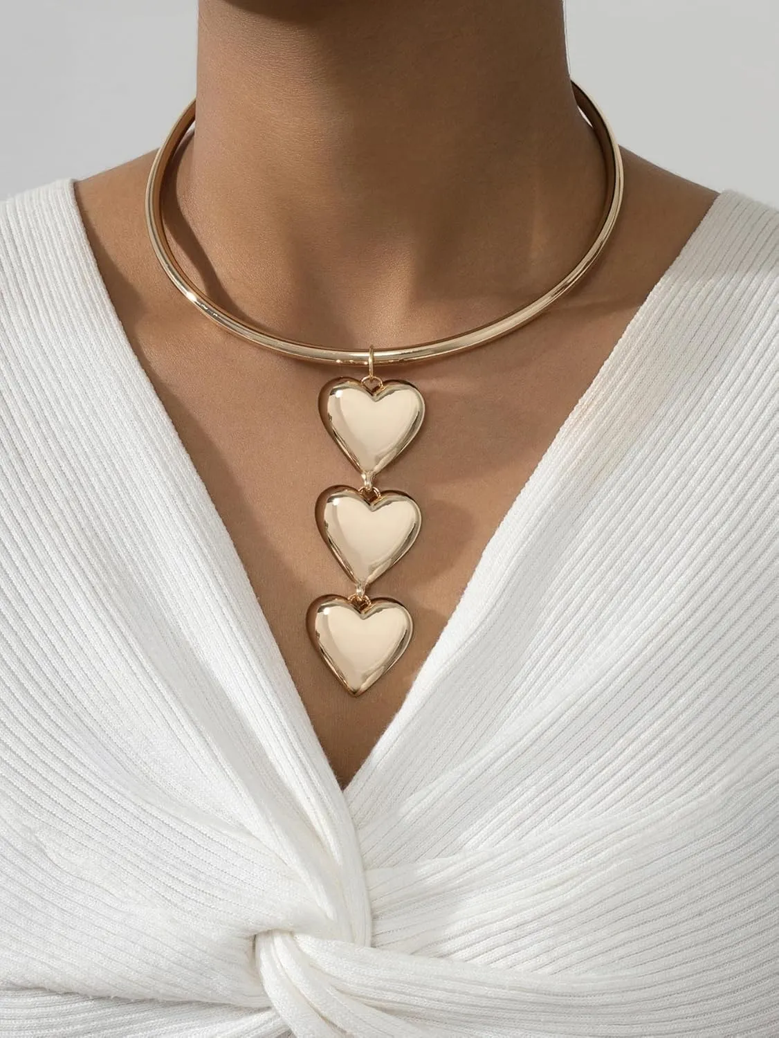 JNF Chunky Layer Heart Charm Necklace for Women Boho Heart Sun Flower Key Coins Charms Necklaces Paperclip Link Chain Necklace Y2K Statement Jewelry
