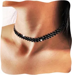 JONKY Rhinestone Choker Necklace Gold Chokers Crystal Necklaces Sparkly Neck Jewelry Prom Accessories for Women