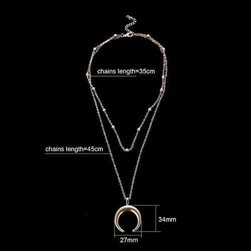 Jovono Boho MultiLayered Necklaces Crescent Pendant Necklace For Women and Girls