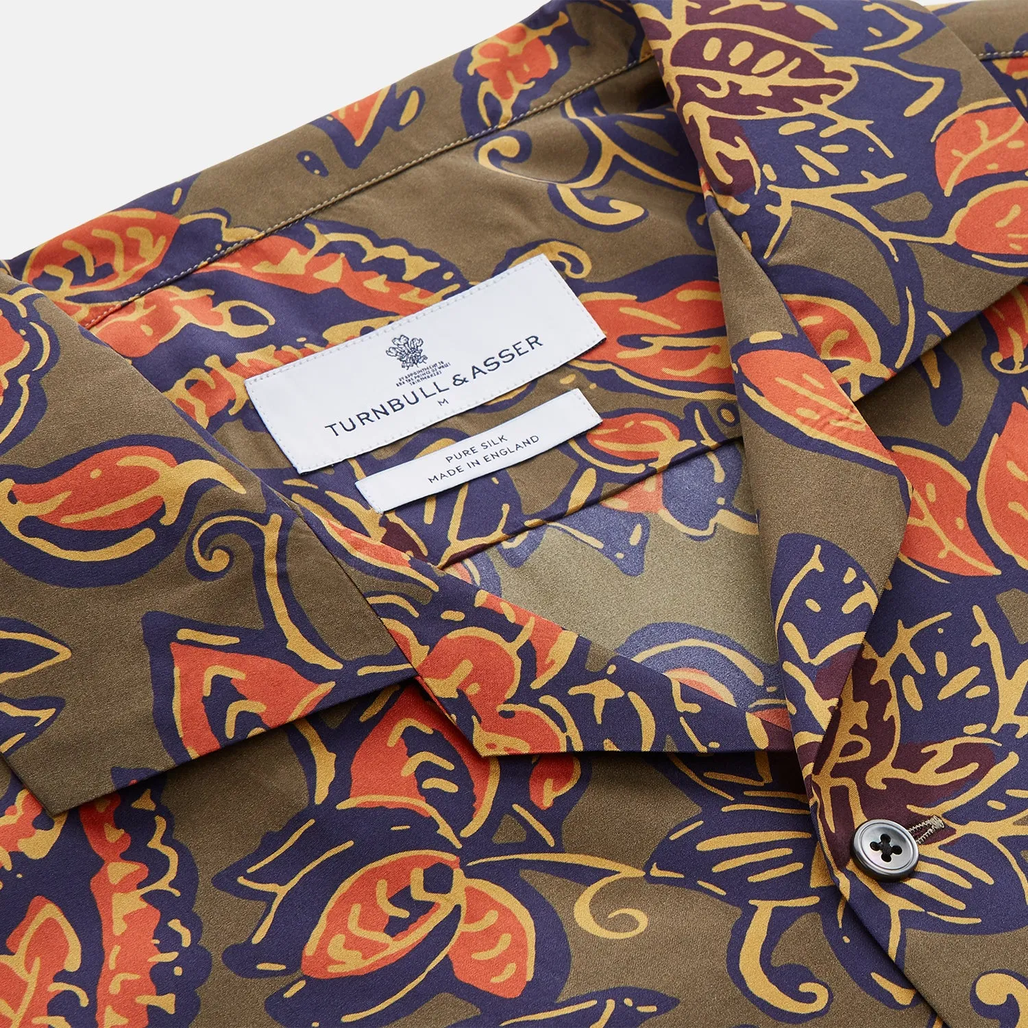 Khaki Green Floral Silk Holiday Fit Winnington Shirt