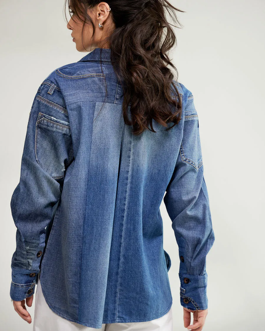KimberlyTT Upcycled Denim Shirt