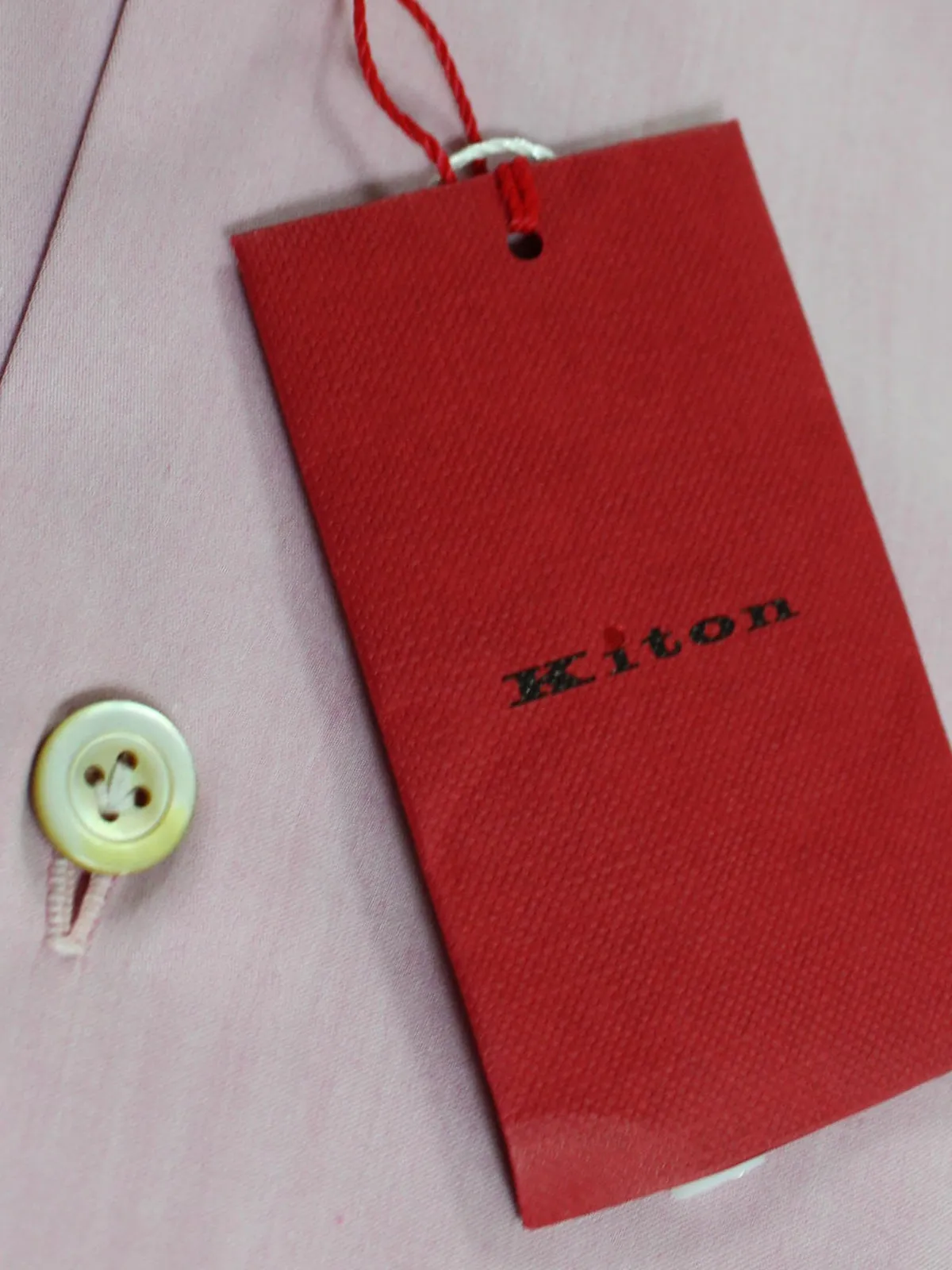 Kiton Shirt Pink Solid Spread Collar 38 - 15 SALE