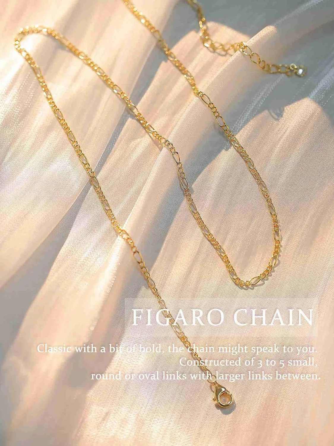 Krfy Gold Chain Necklace for Women Trendy - 925 Sterling Silver Clasp Dainty Choker Necklace 14K Gold Plated 14/16/18/20 inch Thin Simple Box Figaro Chain Herringbone Necklace Gold Jewelry for Women